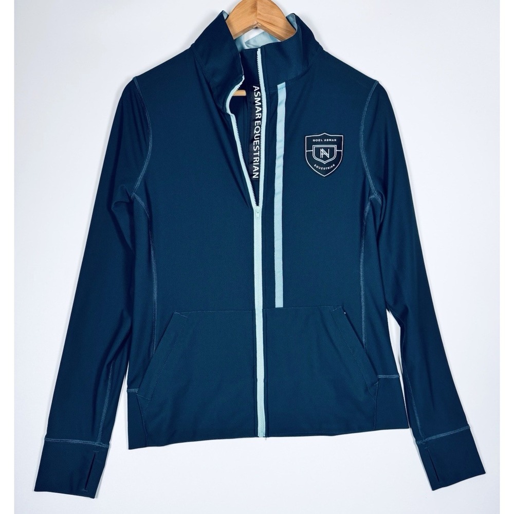 Noel Asmar Equestrian Jacket Women Large Blue Teal Full Zip Lightweight Stretch